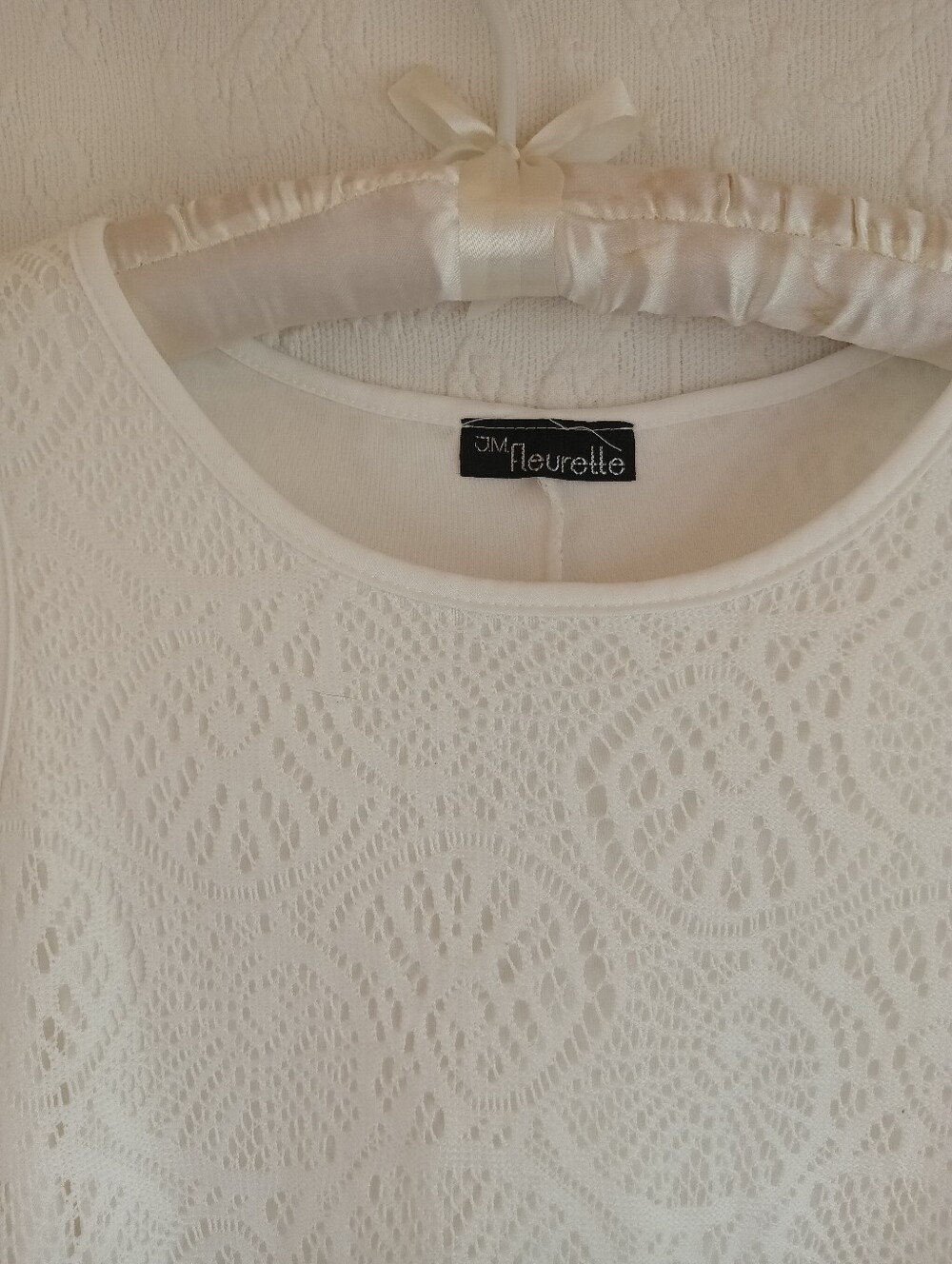 Jm Fluerette White Lace Swing Tank Top Pretty Femme Boho Summer Crew Neck Plus - Picture 3 of 10